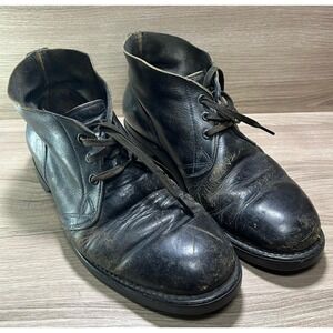 Mens Black Leather Chukka Boots Lace Up Ankle Boots Size 8 Biltrite Biker